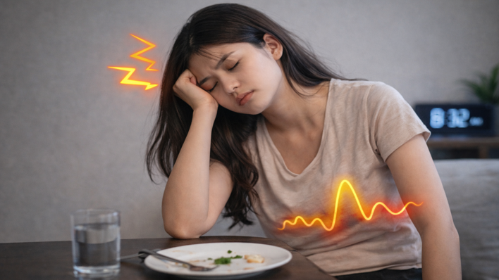 식사 후 졸림과 혈당 변동으로 피로를 느끼는 20대 여성